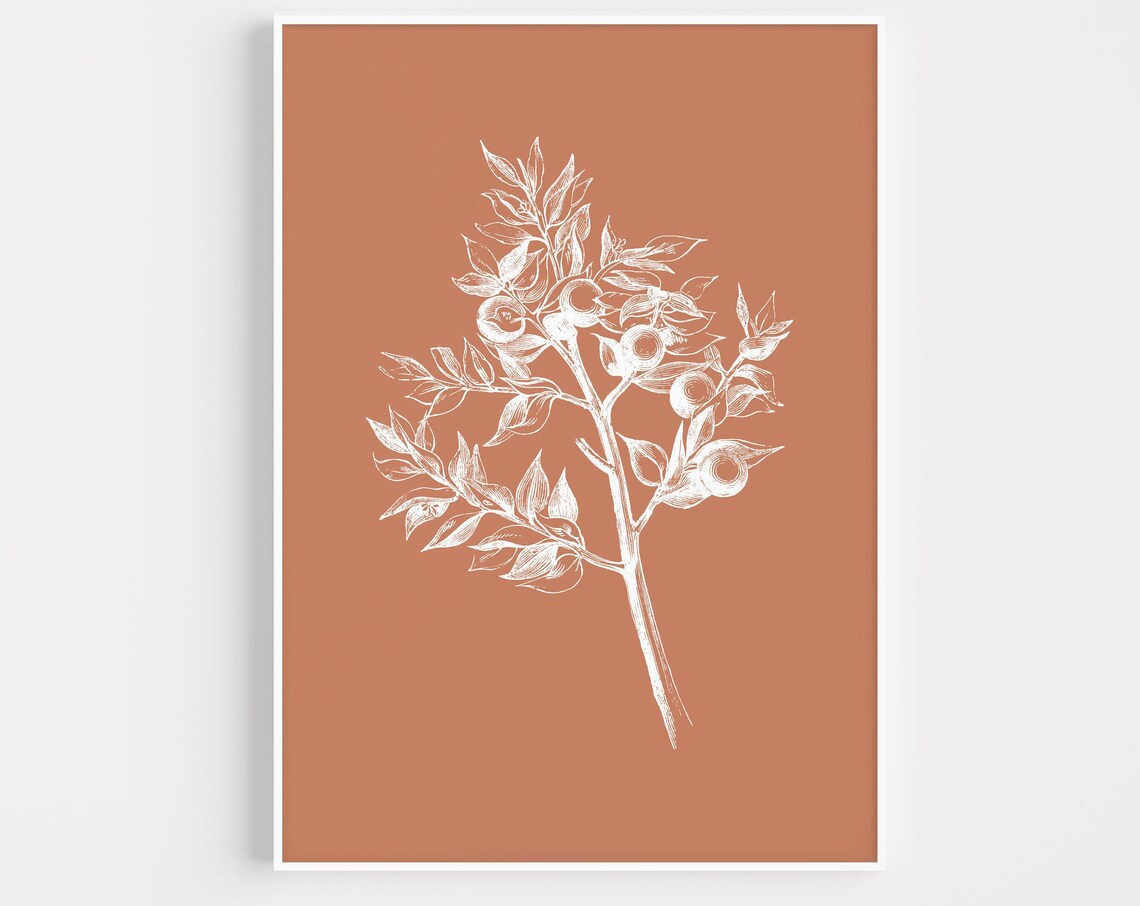 Botanical Flower Wall Art, Minimalist Art Print