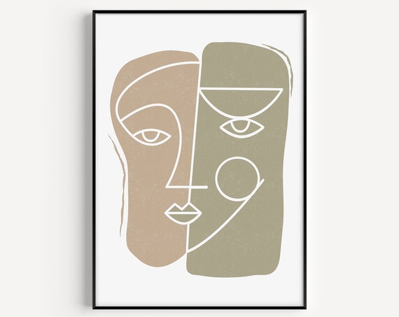 Face Line Art Print, Abstract Scandi