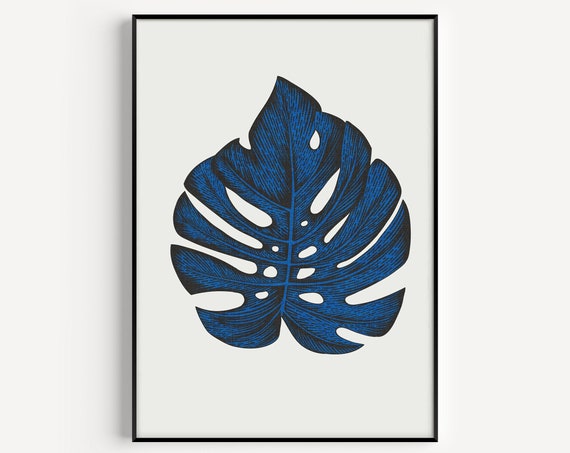 Monstera Blue Botanical Art Print