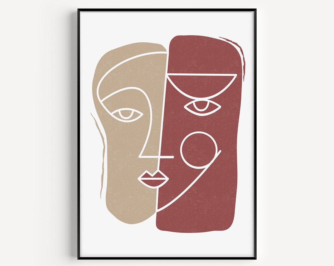 Abstract Face Line Art Print, Wall Art