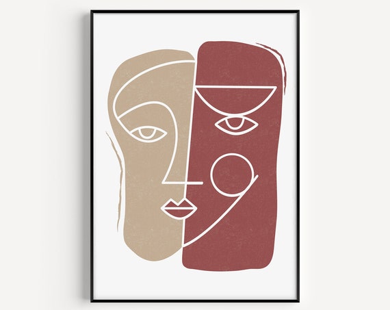 Abstract Face Line Art Print, Wall Art