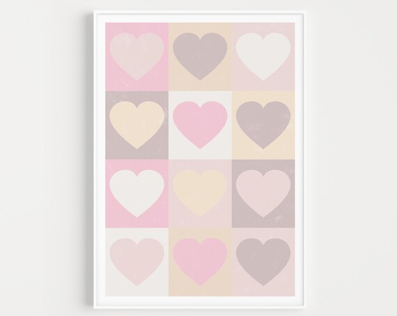 Art Print Heart Wall Minimalist Prints Pastel Love Pink Scandinavian