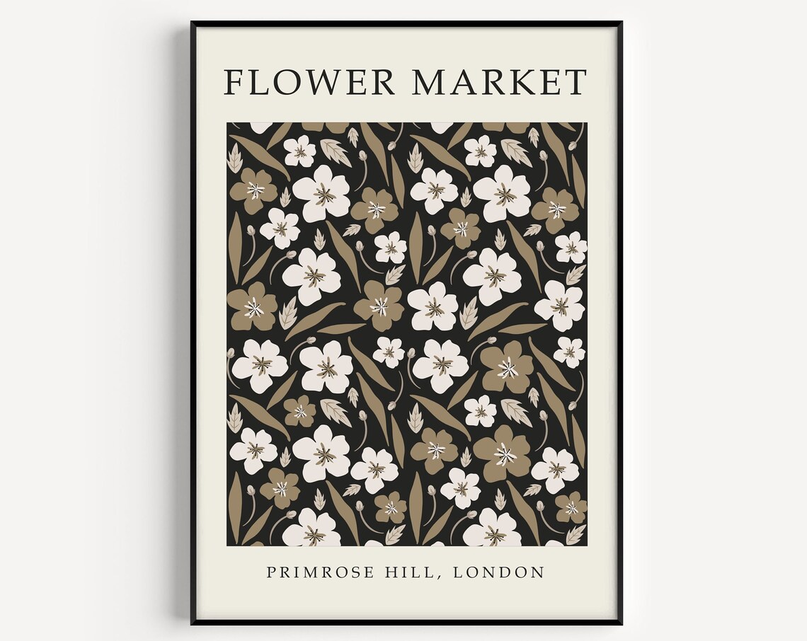 London Flower Market Neutral Minimalist Art Print