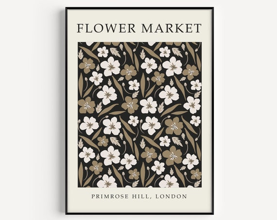 London Flower Market Neutral Minimalist Art Print