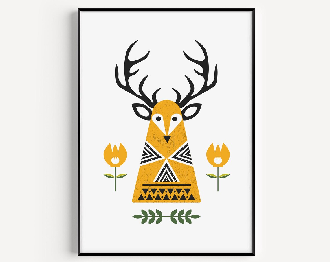 Stag Wall Art Print, Scandinavian Minimalist