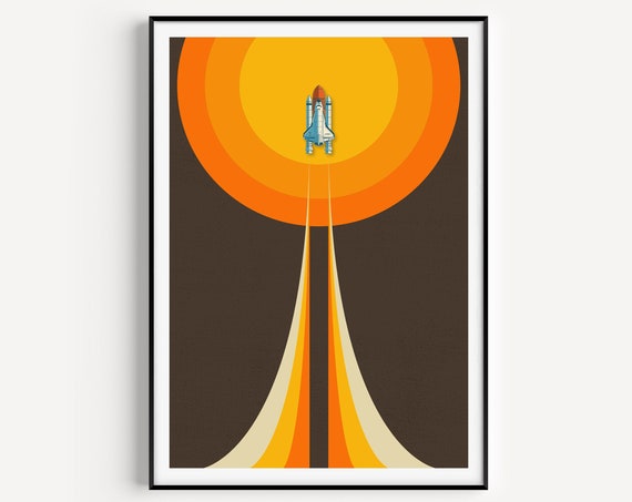 Space Retro Minimalist Poster Print