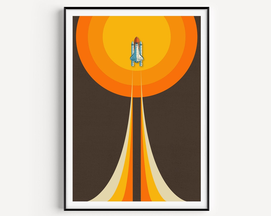Space Retro Minimalist Poster Print