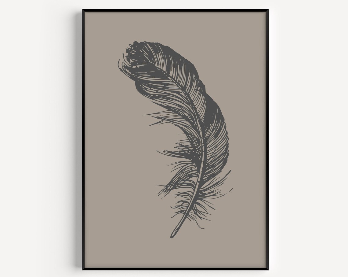 Feather Print, Scandinavian Minimalist Poster