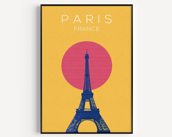 Paris Print Poster, Eiffel Tower Travel Poster