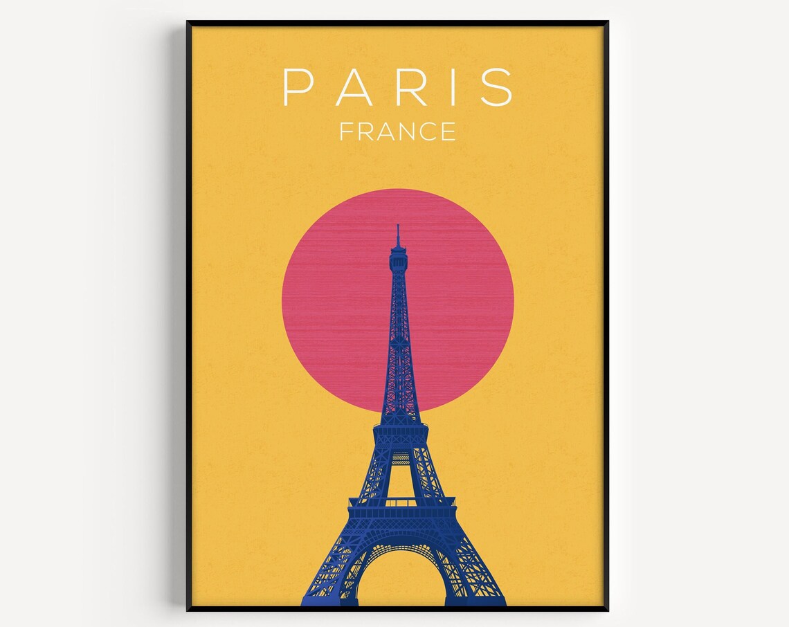 Paris Print Poster, Eiffel Tower Travel Poster