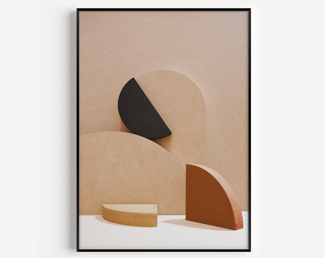 Wall Art Print Beige Abstract Nude Minimalist Black