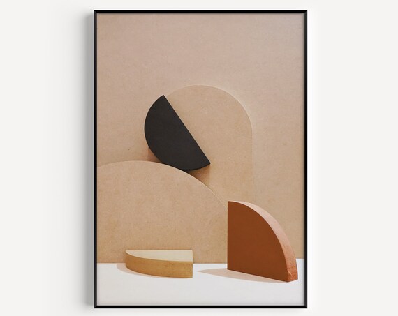Wall Art Print Beige Abstract Nude Minimalist Black