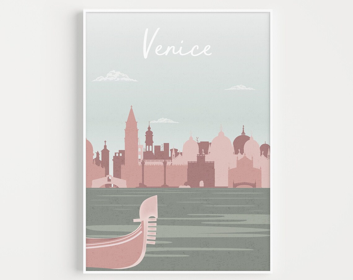 Venice Minimalist Travel Poster, Italy Wall Art