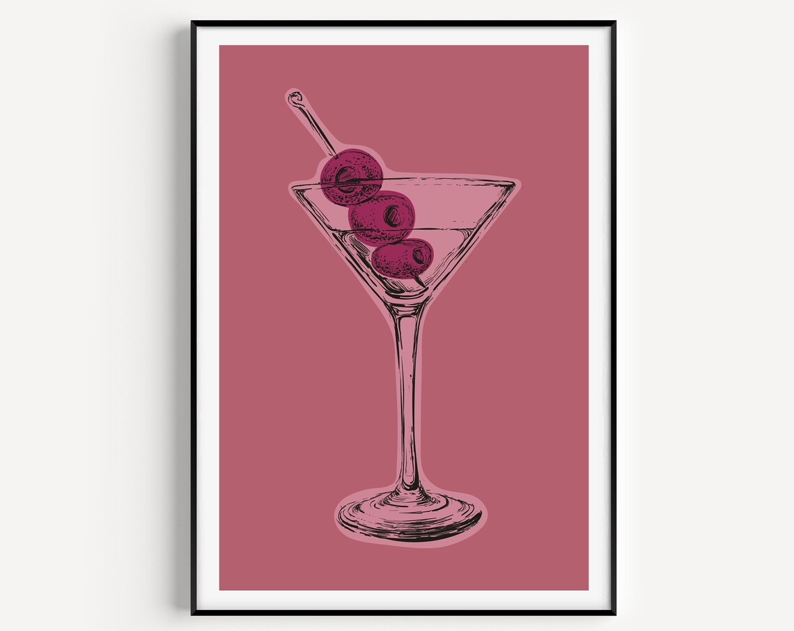 Retro Poster Wall Art Print Cocktail Pop Minimalist
