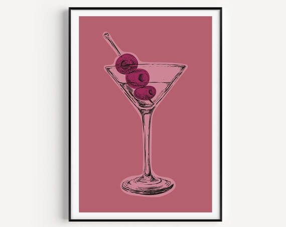 Retro Poster Wall Art Print Cocktail Pop Minimalist
