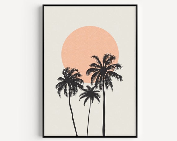 Palm Tree Neutral Minimalist Art Print