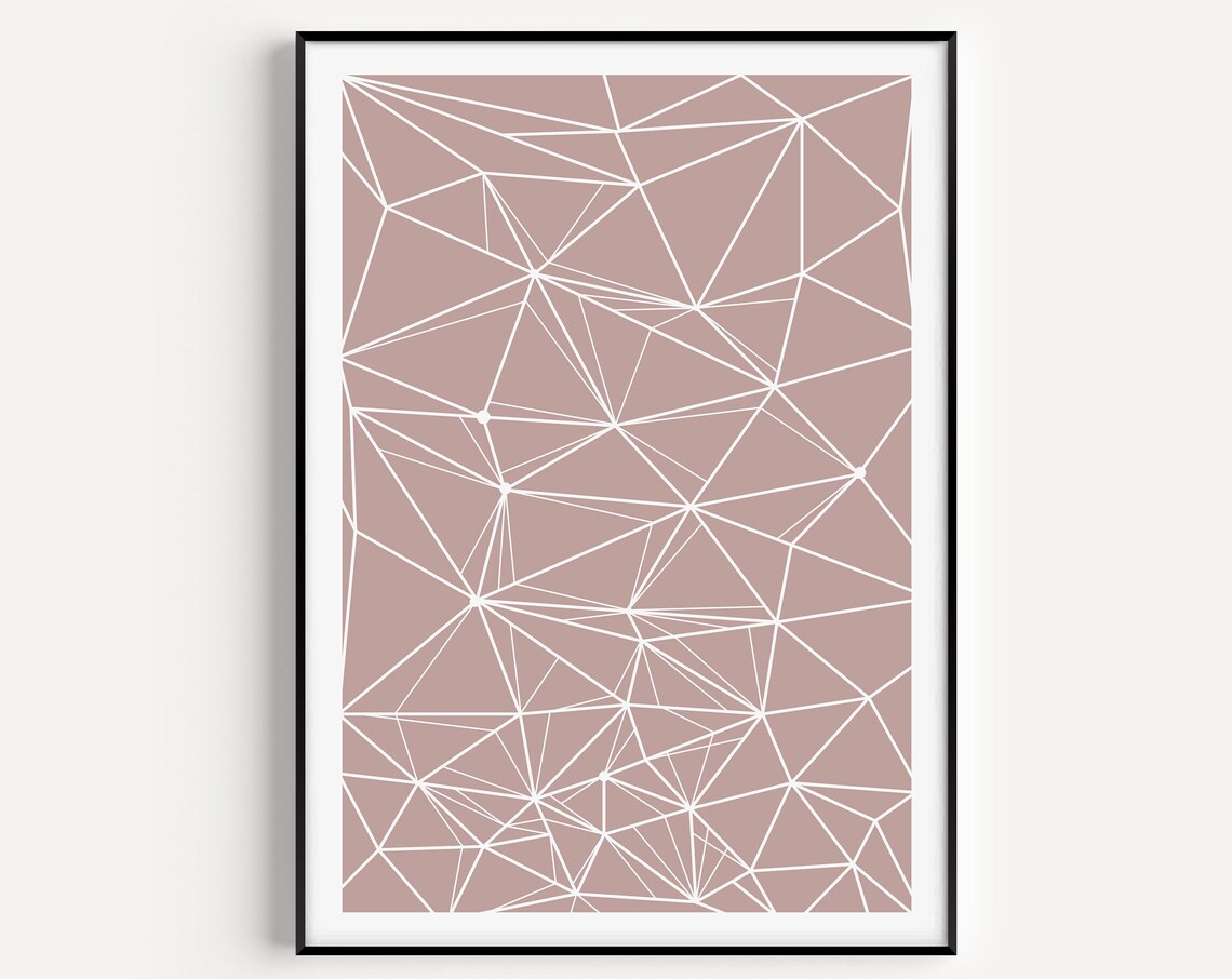Geometric Print, Blush Pink Scandinavian Minimalist Art Print