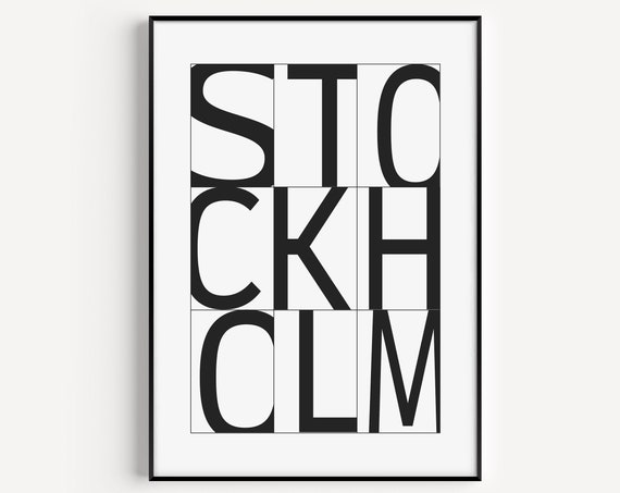 Stockholm Black and White Travel Poster Print