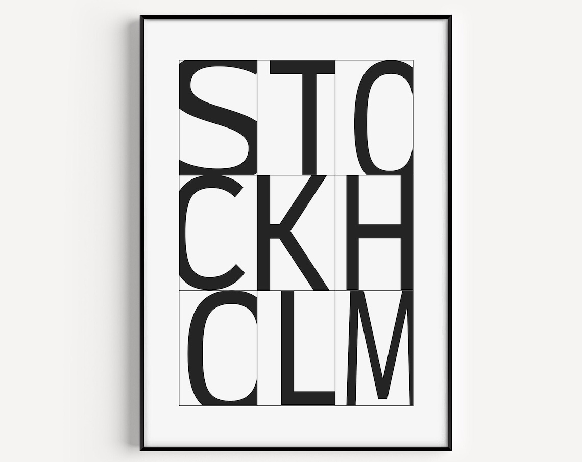 Stockholm Black and White Travel Poster Print