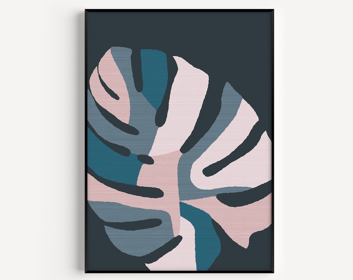 Monstera Botanical Leaves Minimalist Art Print