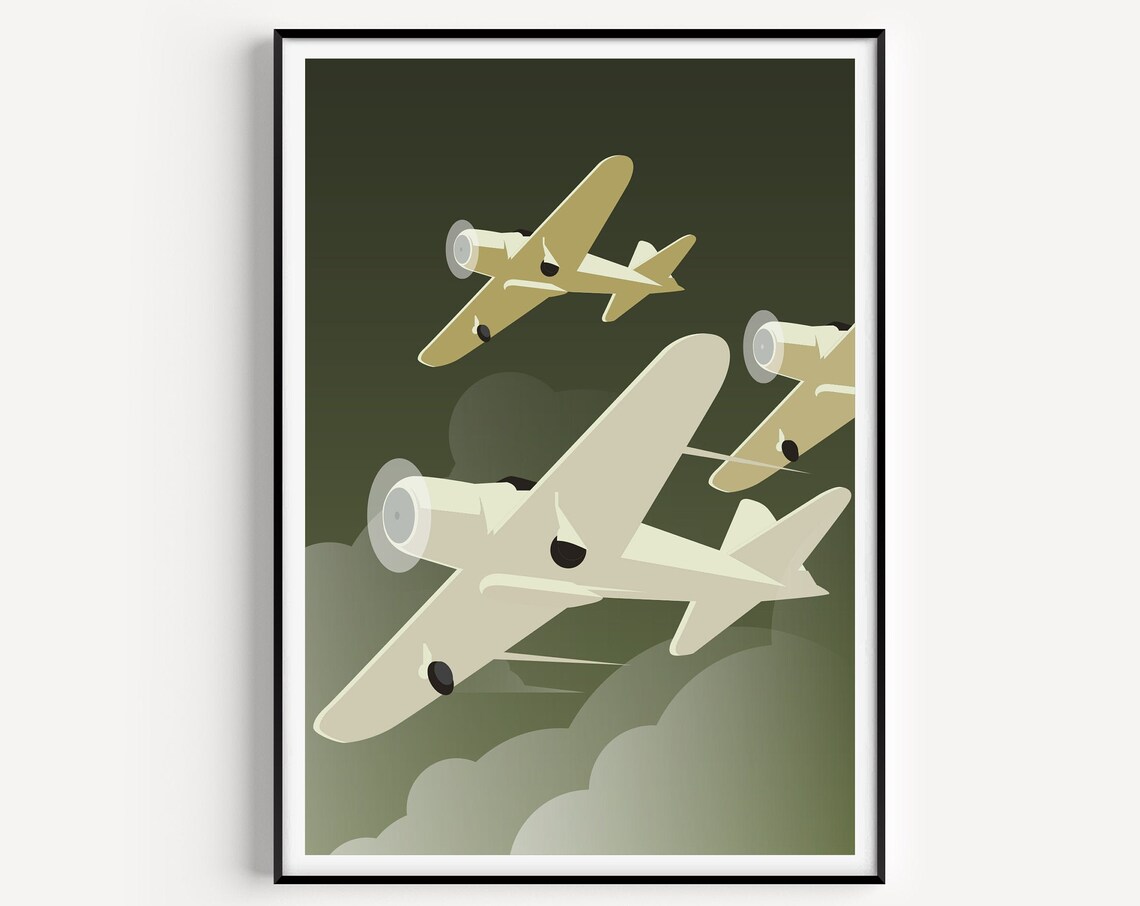 Retro Plane Poster, Vintage Aircraft Art Print