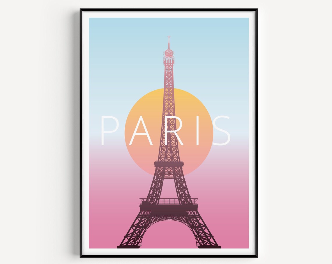 Paris Minimalist Travel Poster, Eiffel Tower Print