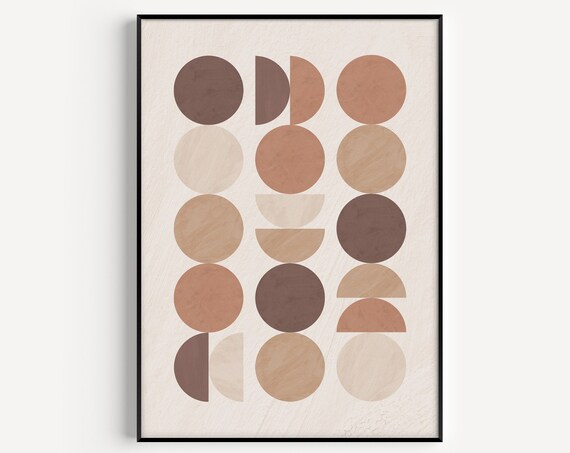 Circle Print Wall Art Neutral Prints Scandinavian Minimalist Beige
