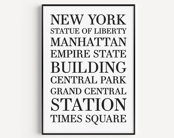 Wall Art Prints New York Print Minimalist Typography Poster Modern Scandinavian