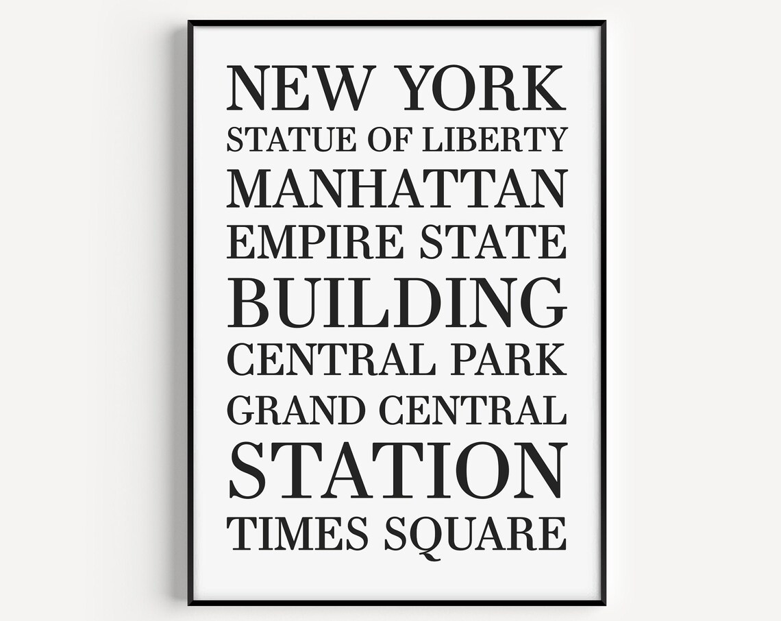 Wall Art Prints New York Print Minimalist Typography Poster Modern Scandinavian