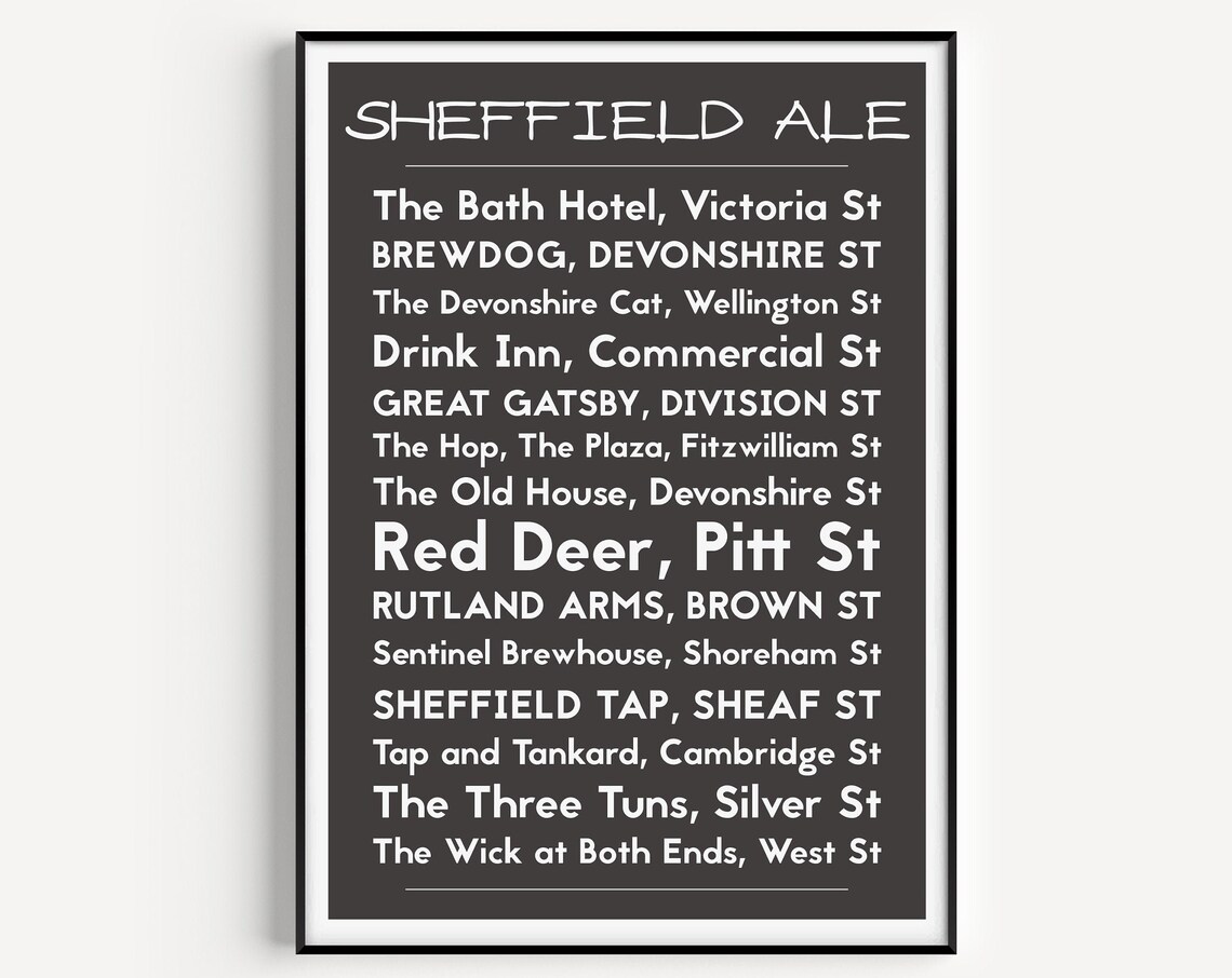 Sheffield Print Wall Art Prints Poster Ale Modern Minimalist