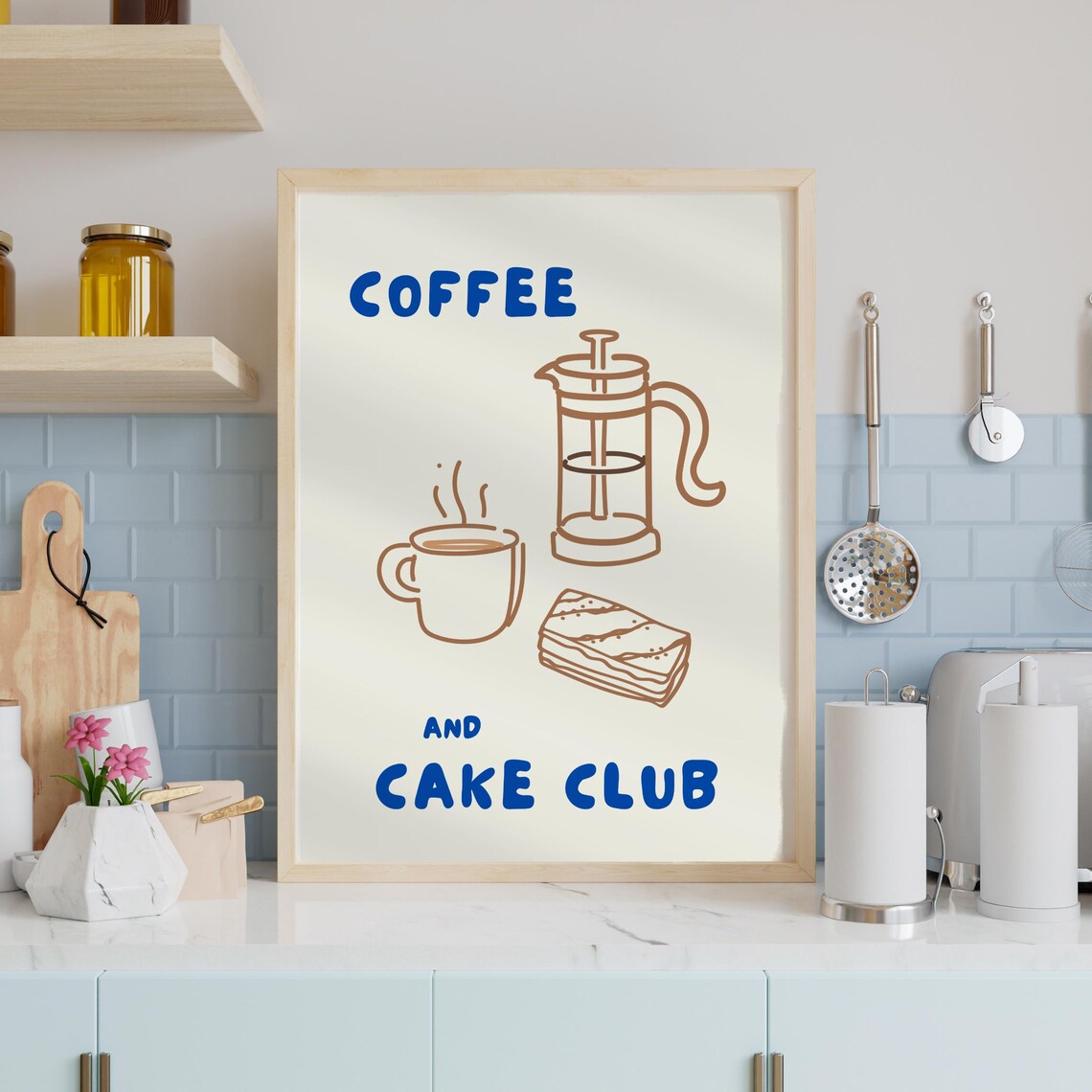 Morning Coffee Wall Art Cake Poster Pastry Club Kitchen Print Funky Wall Art Coffee Poster Breakfast Print Trendy Wall Art - Image 4