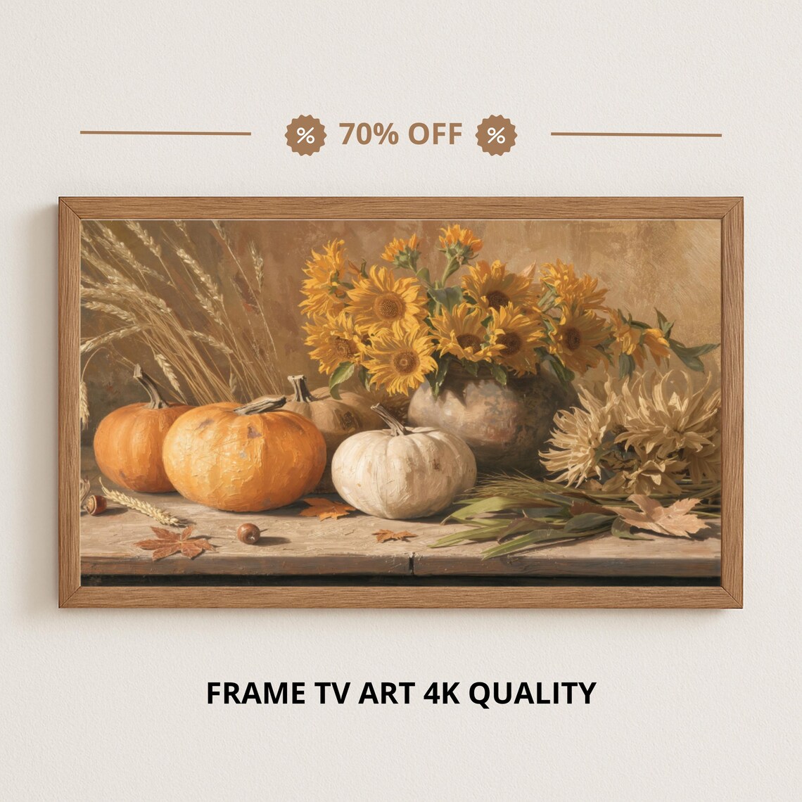 Samsung Frame Tv Art Pumpkins And Sunflowers Rustic Autumn Still Life