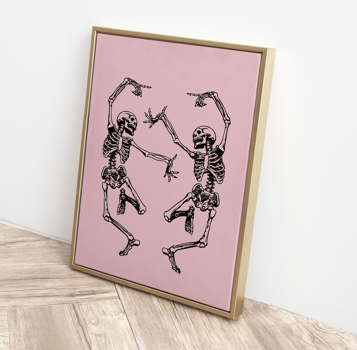 Pink Halloween Vintage Skeleton Poster Print - Image 3