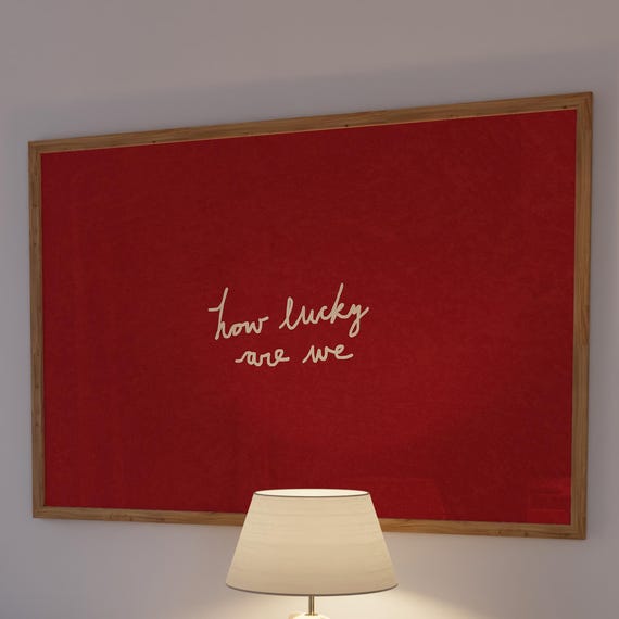 How Lucky Are We Print Red Typography Poster Minimalist Home Decor Digital Download Horizontal