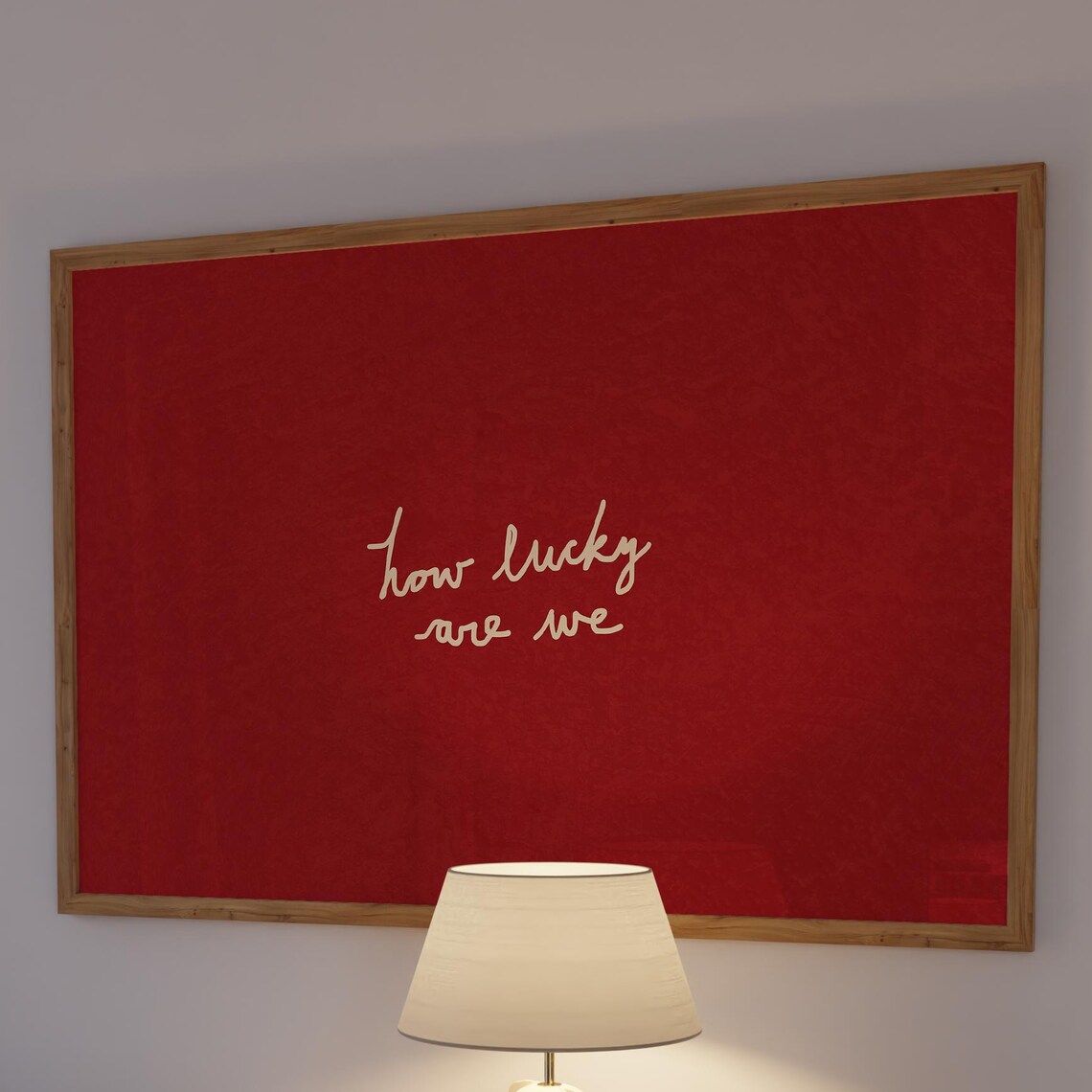 How Lucky Are We Handdrawn Script Bold Red Minimalist Affirmation Poster