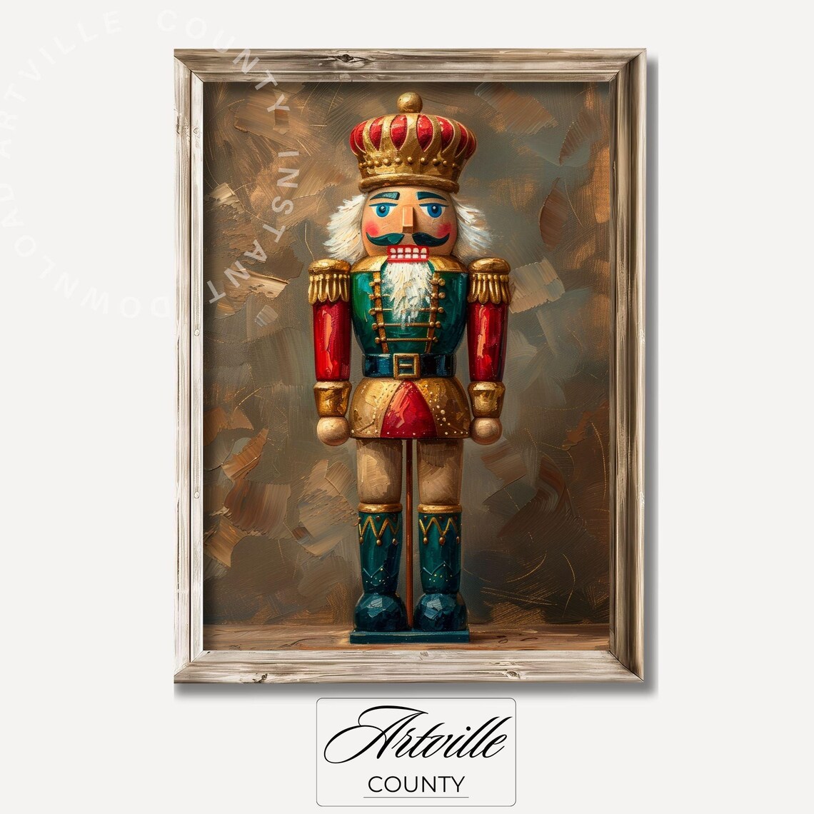 Nutcracker Soldier Vintage Christmas Holiday Toy Painting Poster
