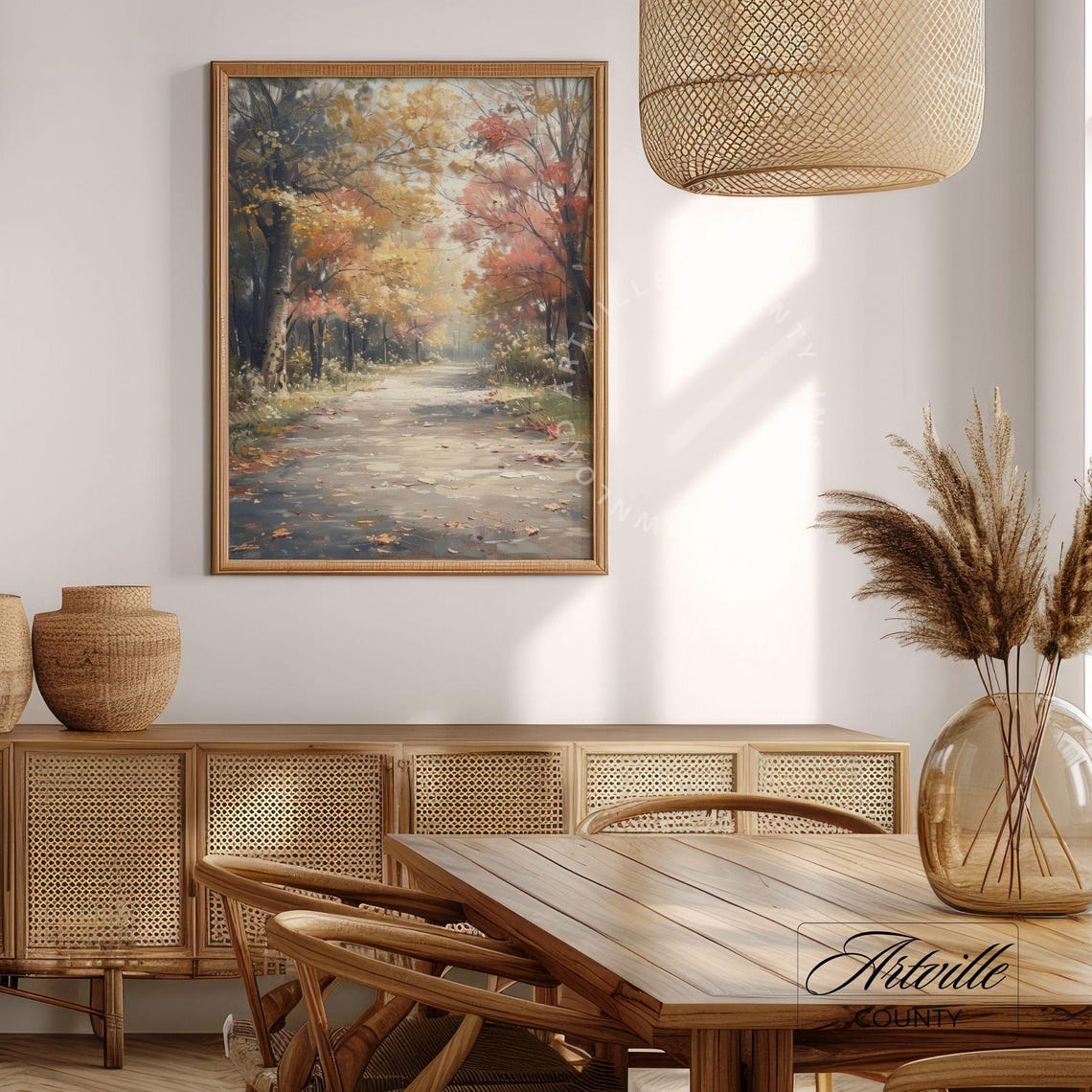 Autumn Forest Path with Golden Fall Foliage Landscape Poster - Image 3
