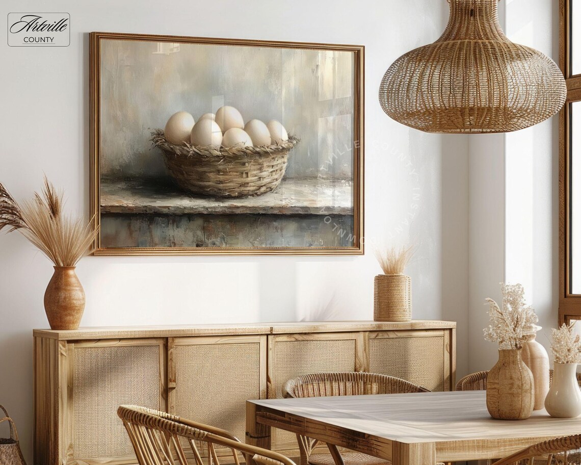 Vintage Eggs Art Print, Farmhouse Country Kitchen Decor - Image 4