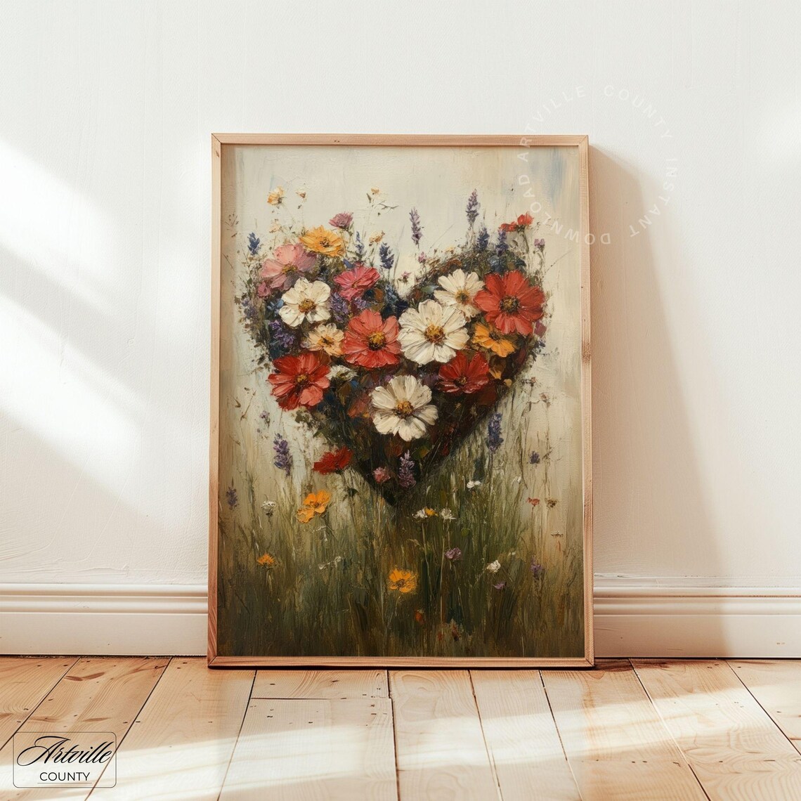 Wildflower Heart Meadow Vintage Floral Love Bloom Painting Poster - Image 2