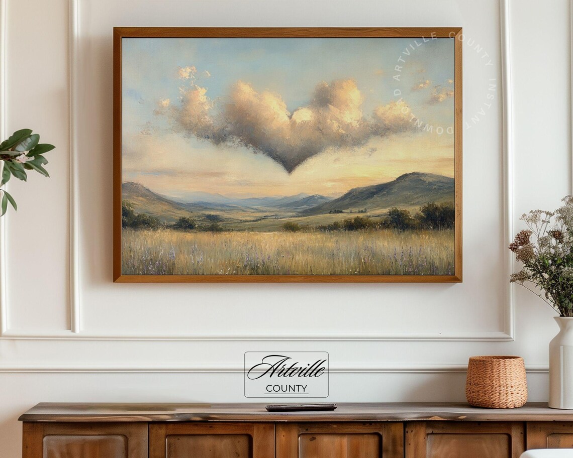 Heart Shape Cloud Art Print, Romantic Spring Landscape - Image 4