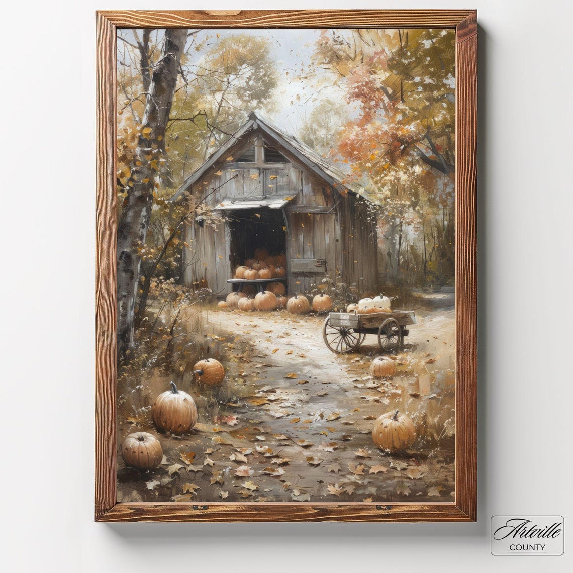 Autumn Pumpkin Patch Rustic Barn Vintage Fall Harvest Poster