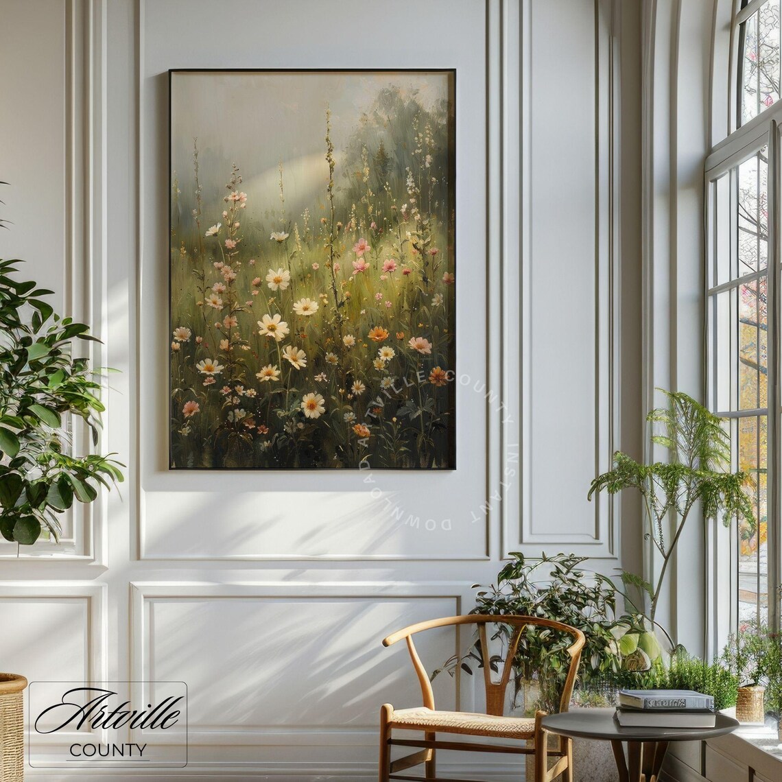 Wildflower Field Landscape Painting Wall Art Print - Image 5