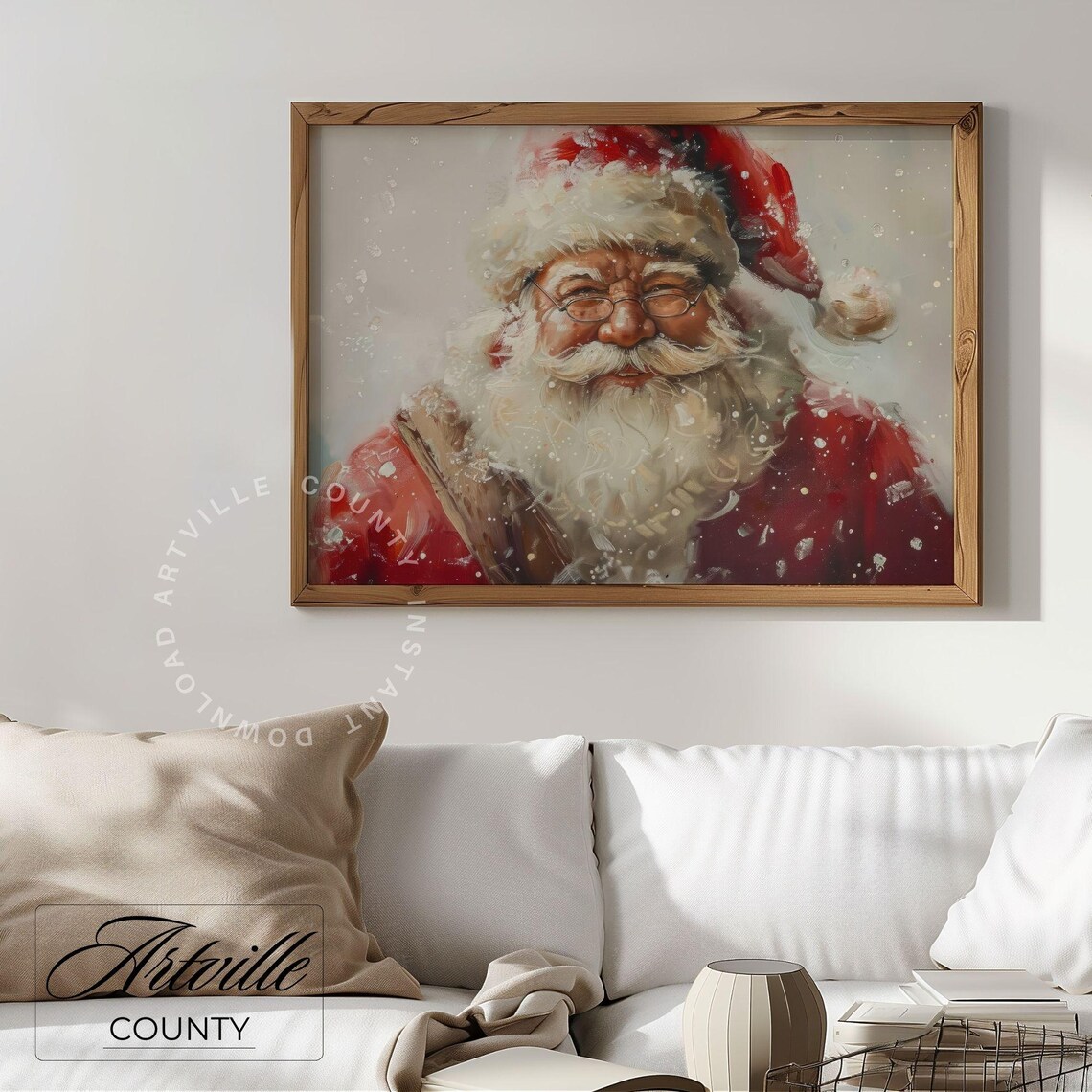 Santa Claus Vintage Oil Painting Wall Art Print - Image 4