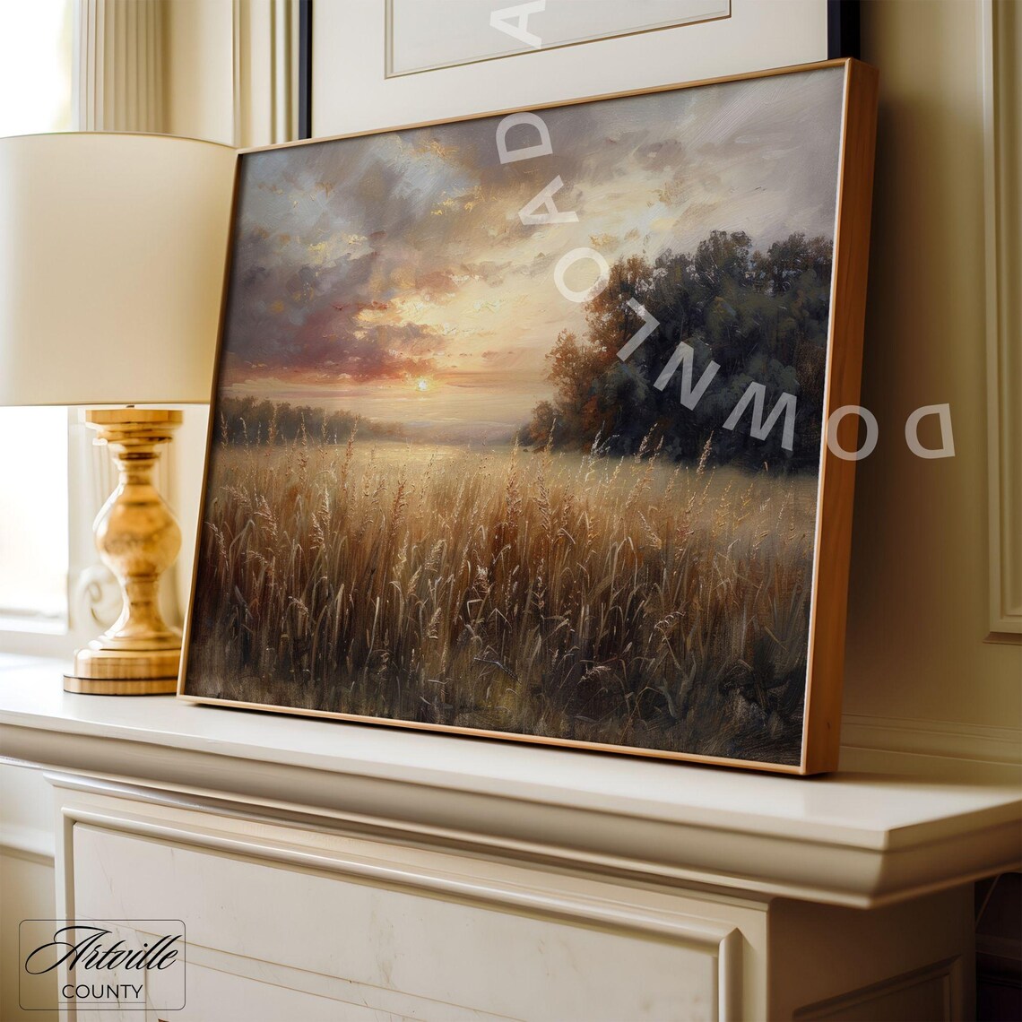 Country Sunset Vintage Landscape Art Print Set - Image 3