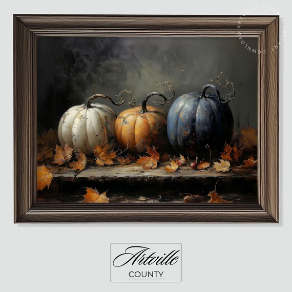 Dark Academia Pumpkin Print Gothic Halloween Wall Art Moody Fall Decor Vintage