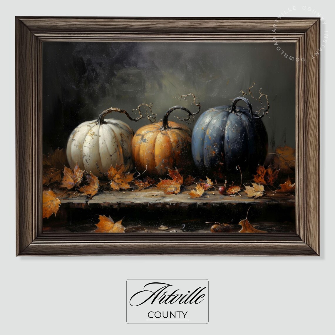 Dark Academia Pumpkin Print Gothic Halloween Wall Art Moody Fall Decor Vintage