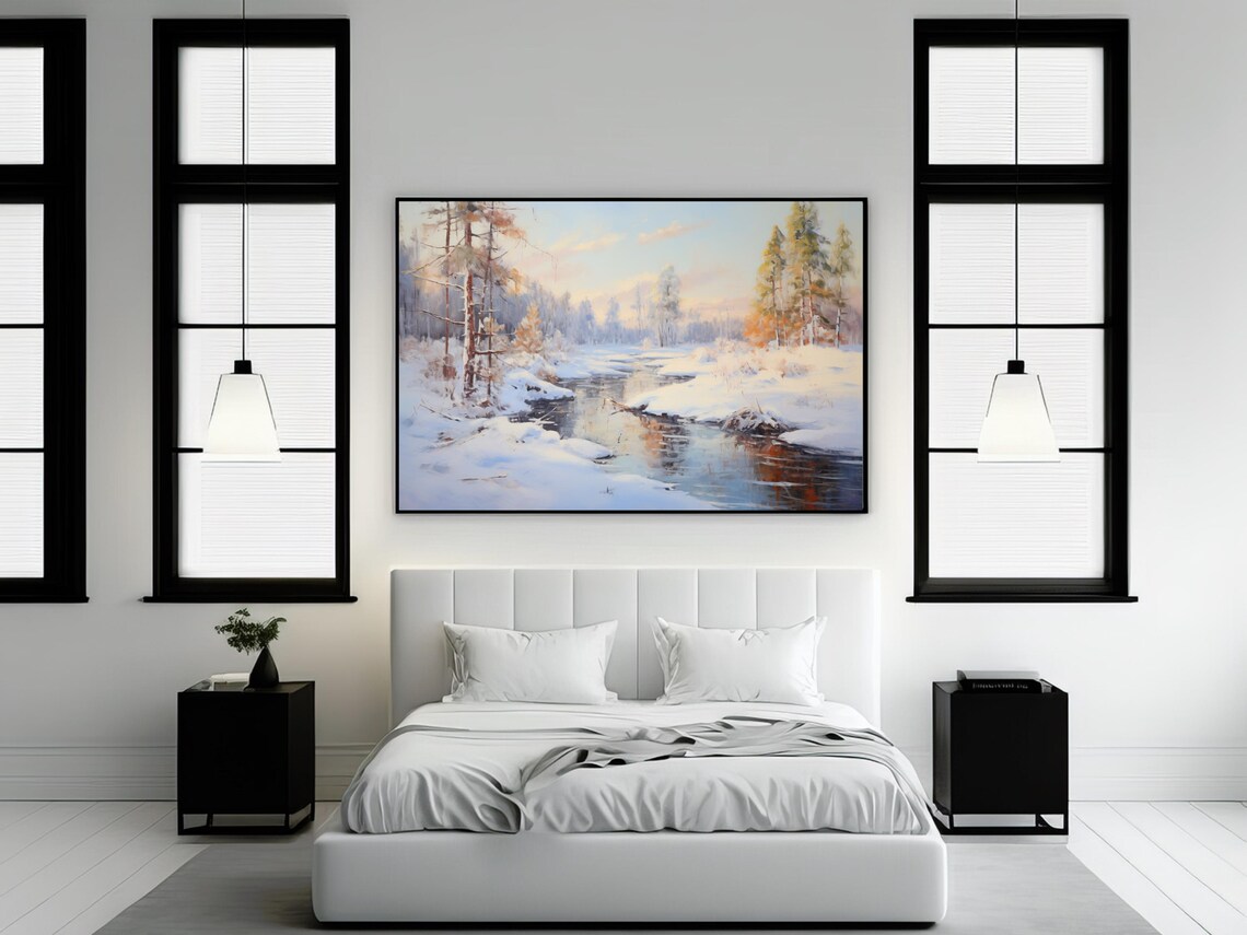 Winter Forest Art Print, Snowy Landscape Painting - Image 2