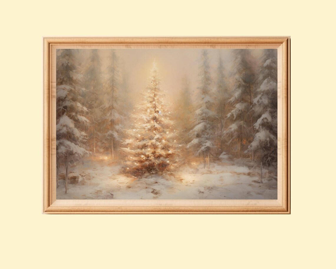 Christmas Tree Vintage Christmas Forest Wall Art