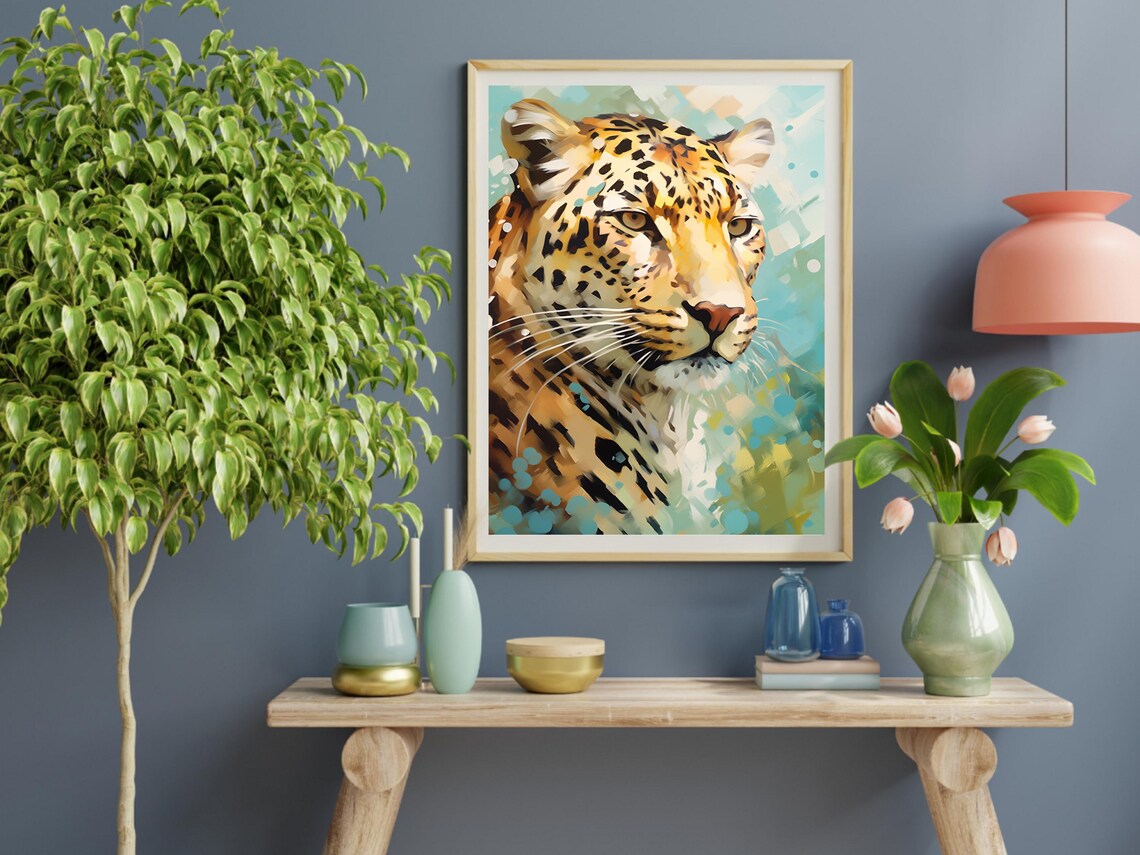 Leopard Face Print, Wildlife Portrait Artwork - Image 2