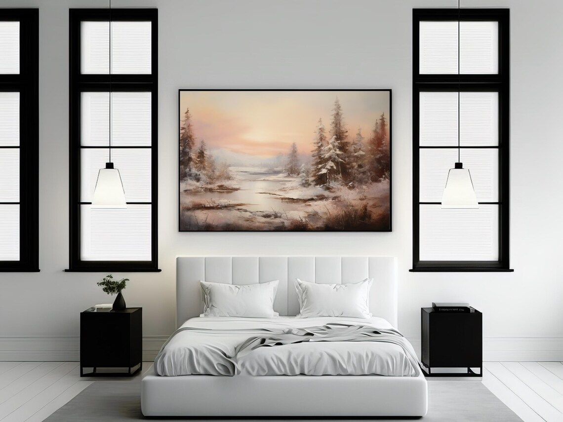 Winter Forest Art Print, Rustic Winter Landscape - Image 2